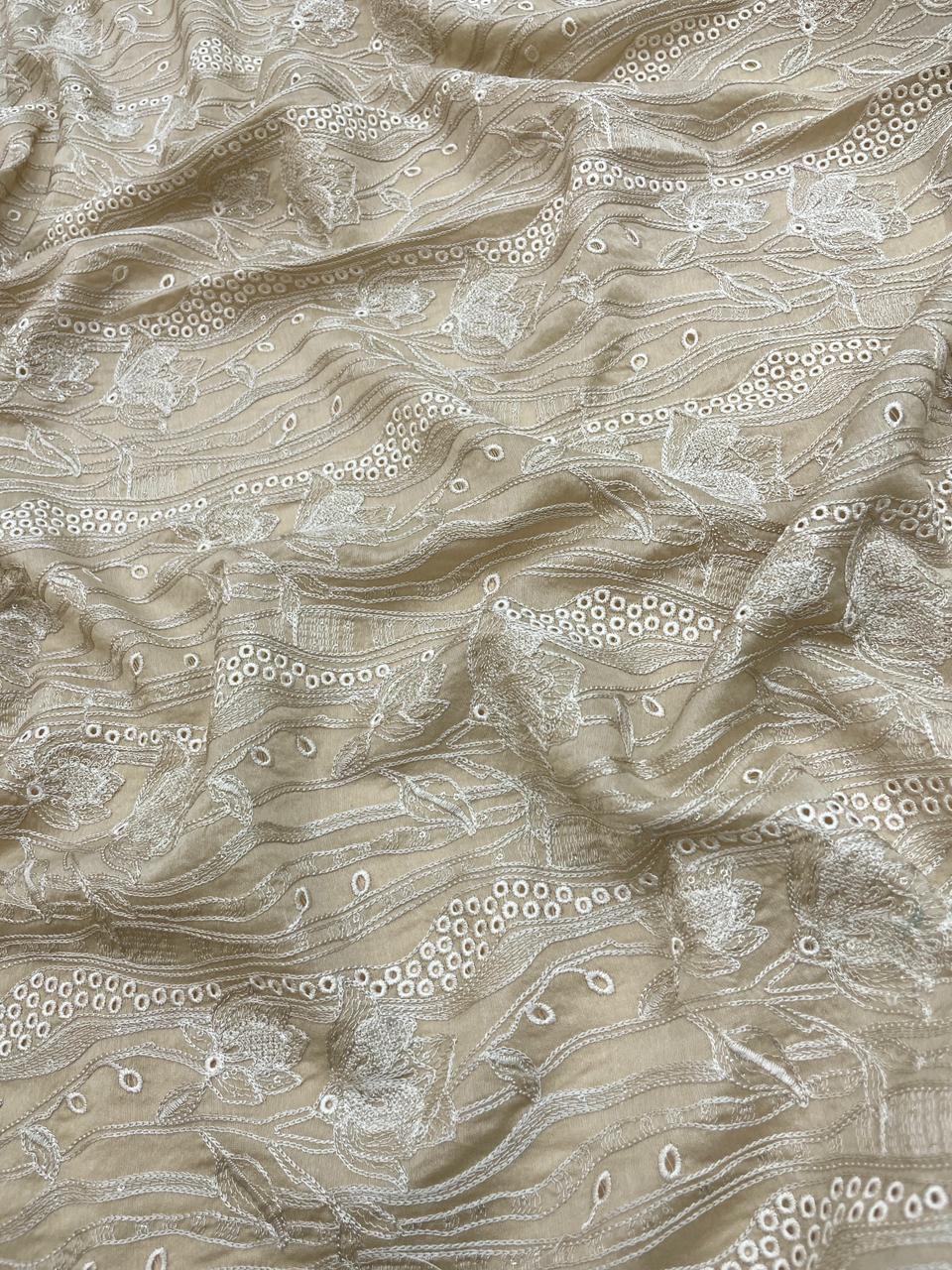 Pure Chanderi Embroidery (Color Available) 44"Inch