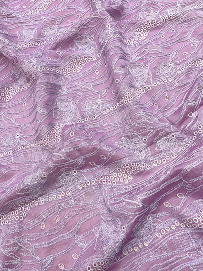 Pure Chanderi Embroidery (Color Available) 44"Inch