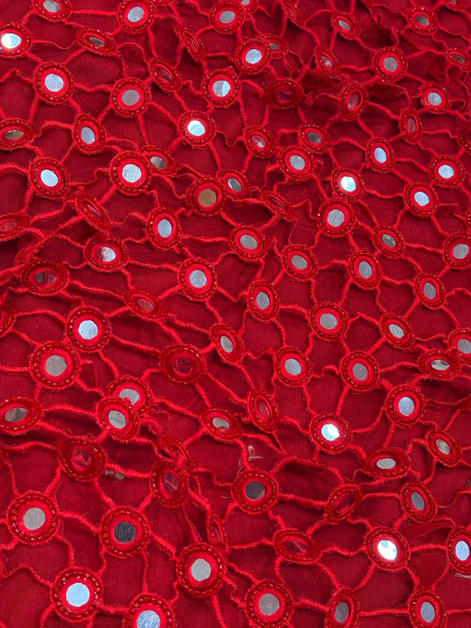 Net Mirror Cutwork Embroidery