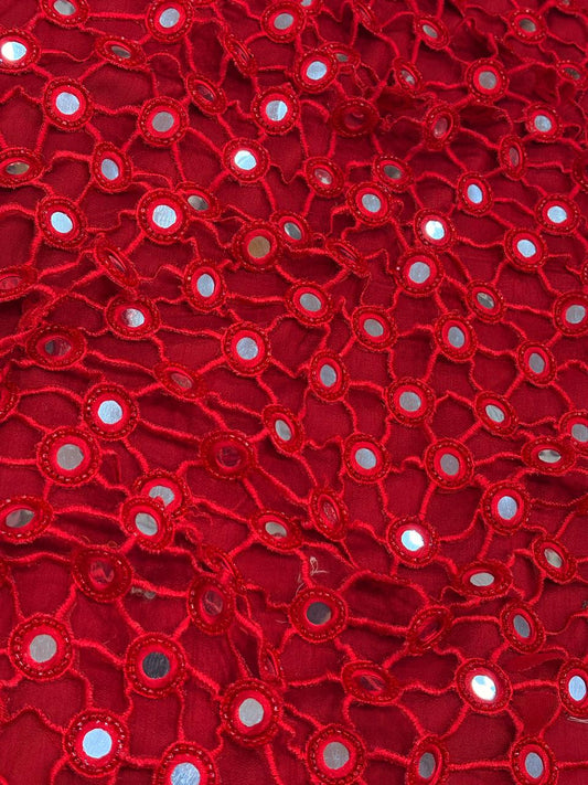 Net Mirror Cutwork Embroidery