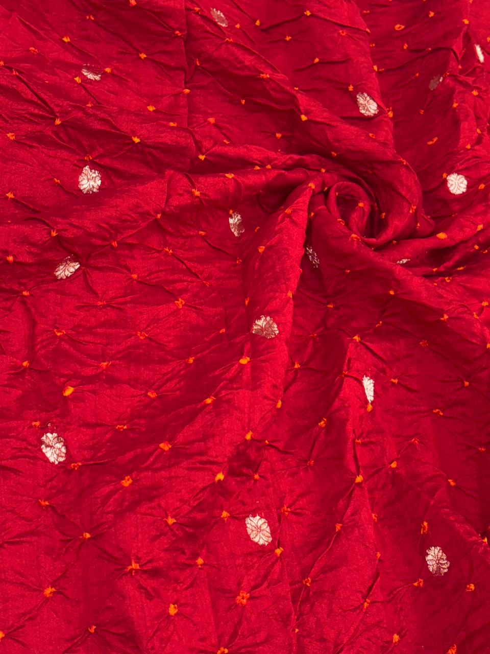 Chanderi Zari Butti With Hand Bandhni