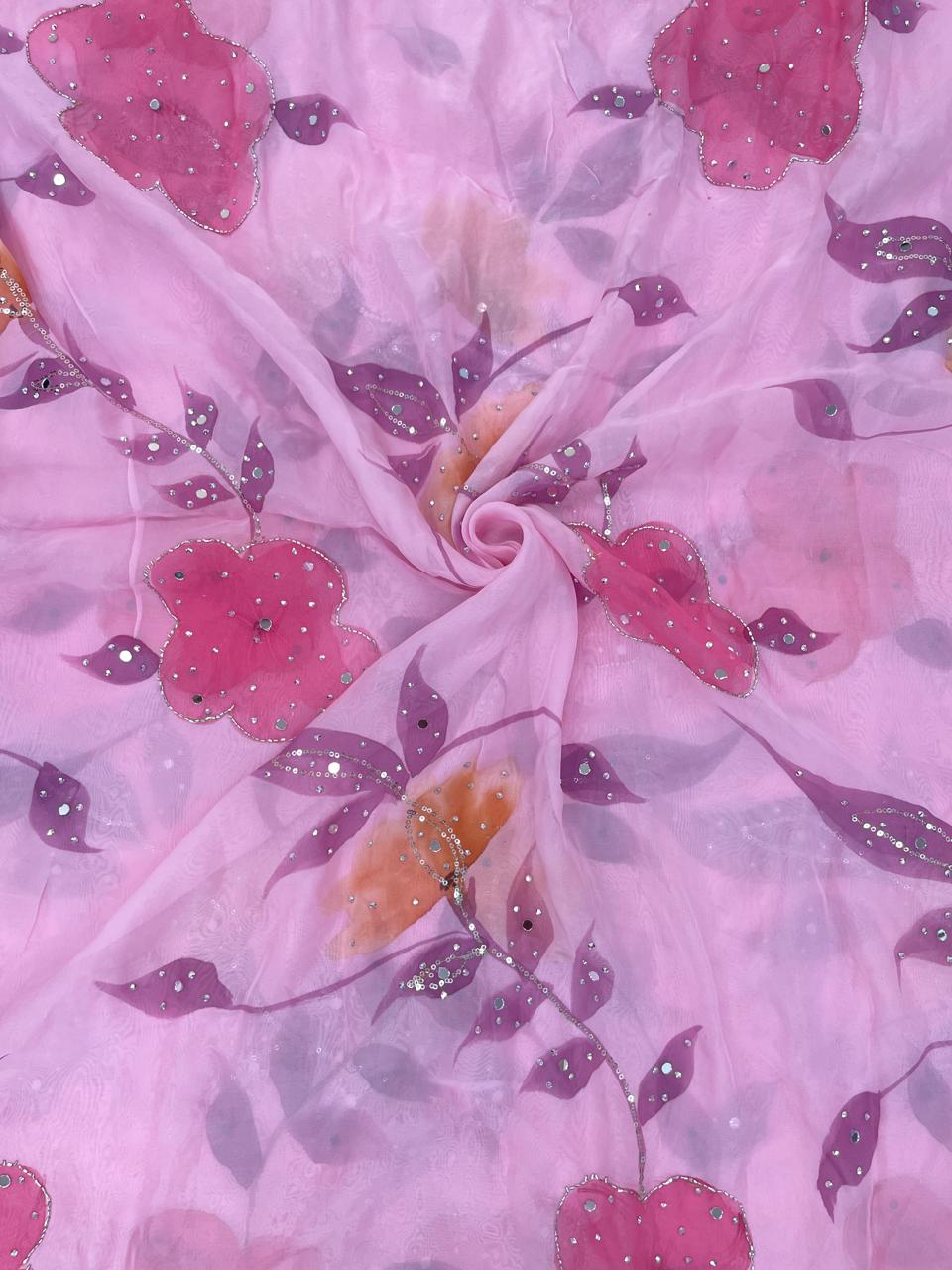 Organza HandBrush Paint With HandWork