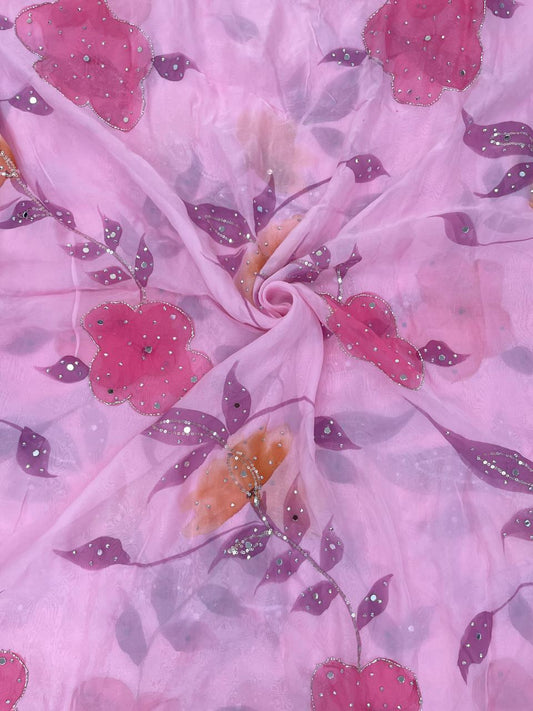 Organza HandBrush Paint With HandWork