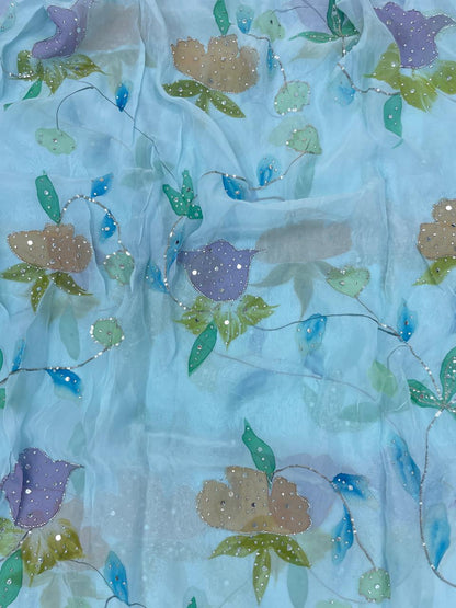 Organza HandBrush Paint With HandWork