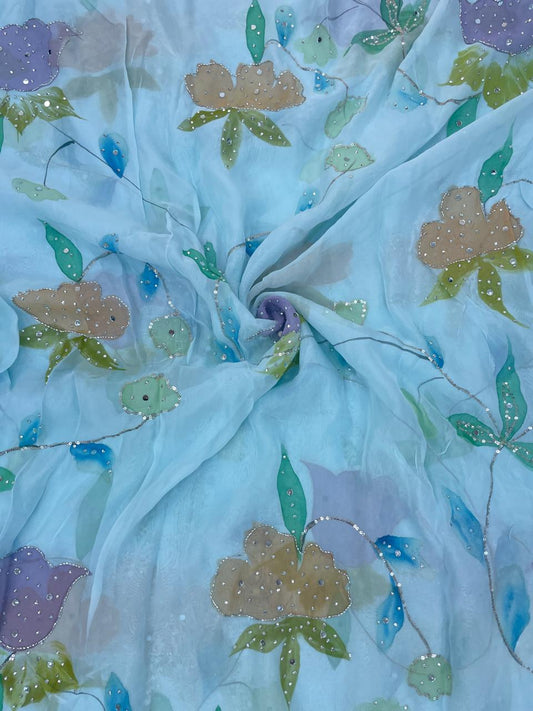 Organza HandBrush Paint With HandWork