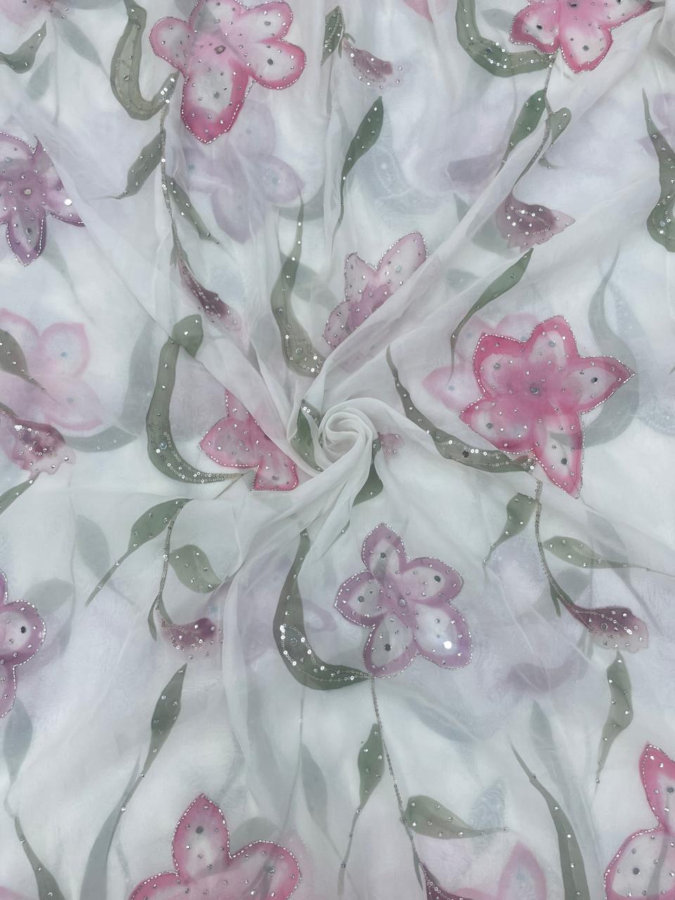 Organza HandBrush Paint With HandWork