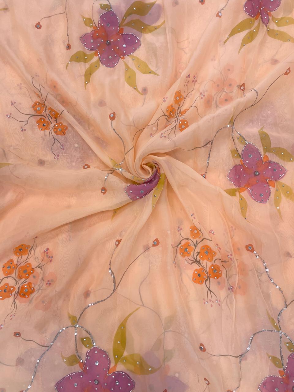 Organza HandBrush Paint With HandWork