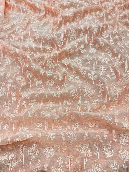 Pure Chanderi Embroidery (Color Available) 44"Inch