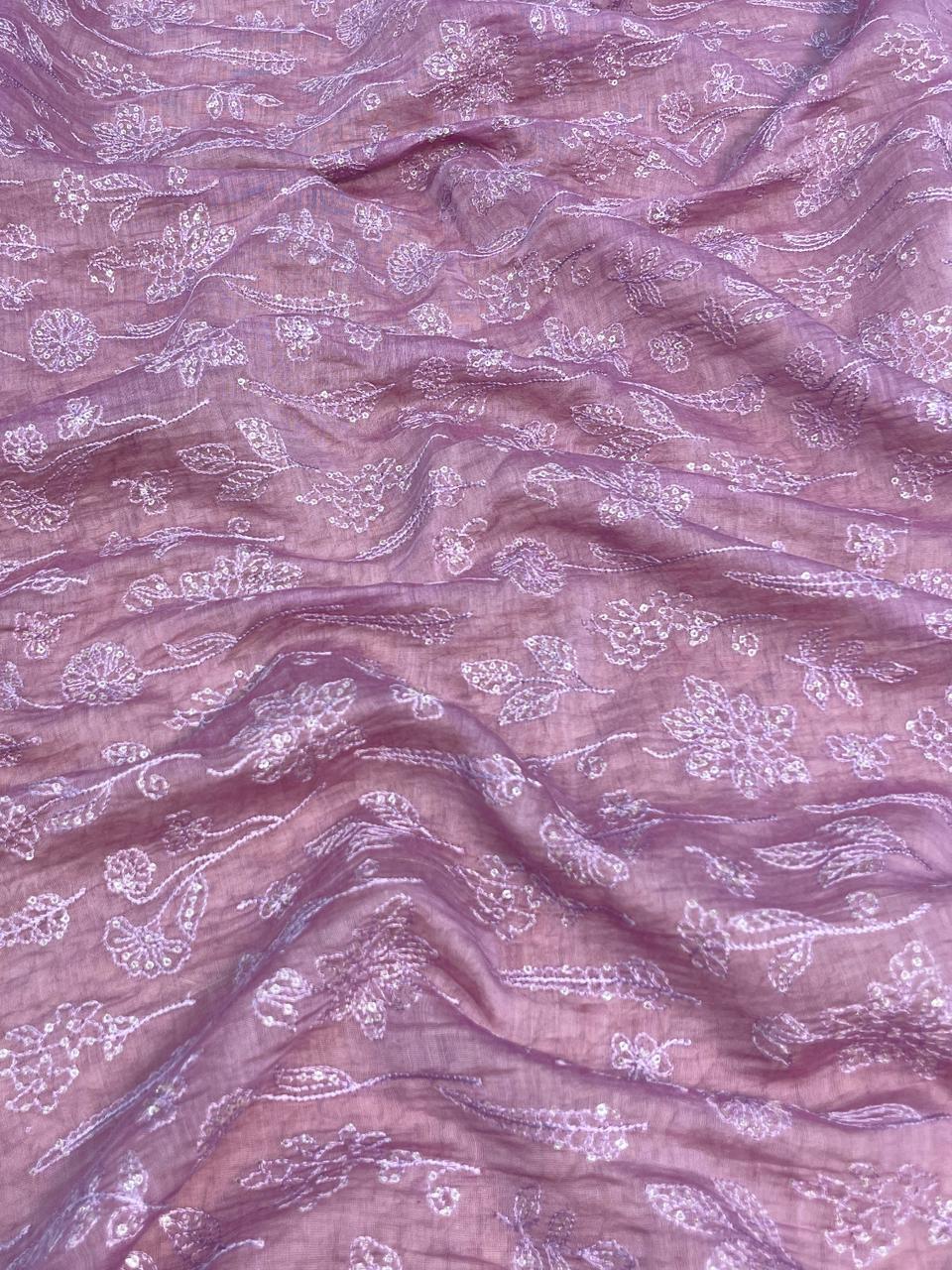 Pure Chanderi Embroidery (Color Available) 44"Inch