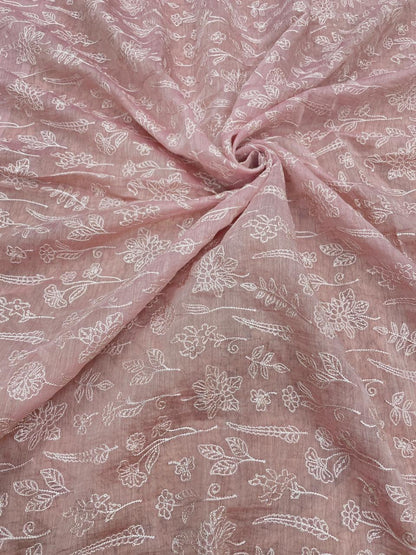 Pure Chanderi Embroidery (Color Available) 44"Inch