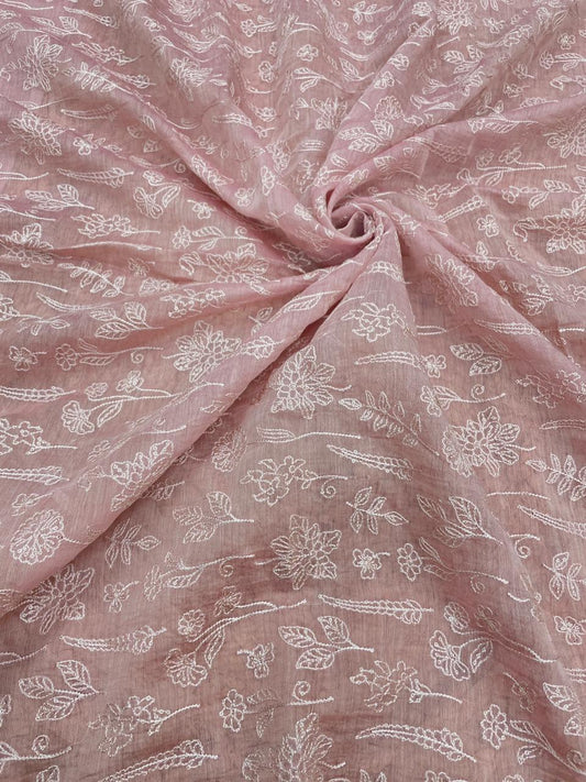 Pure Chanderi Embroidery (Color Available) 44"Inch