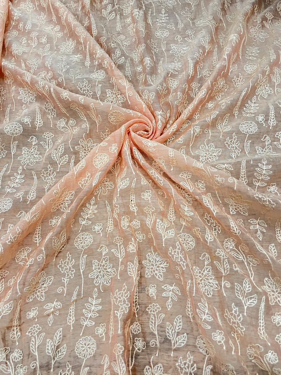 Pure Chanderi Embroidery (Color Available) 44"Inch