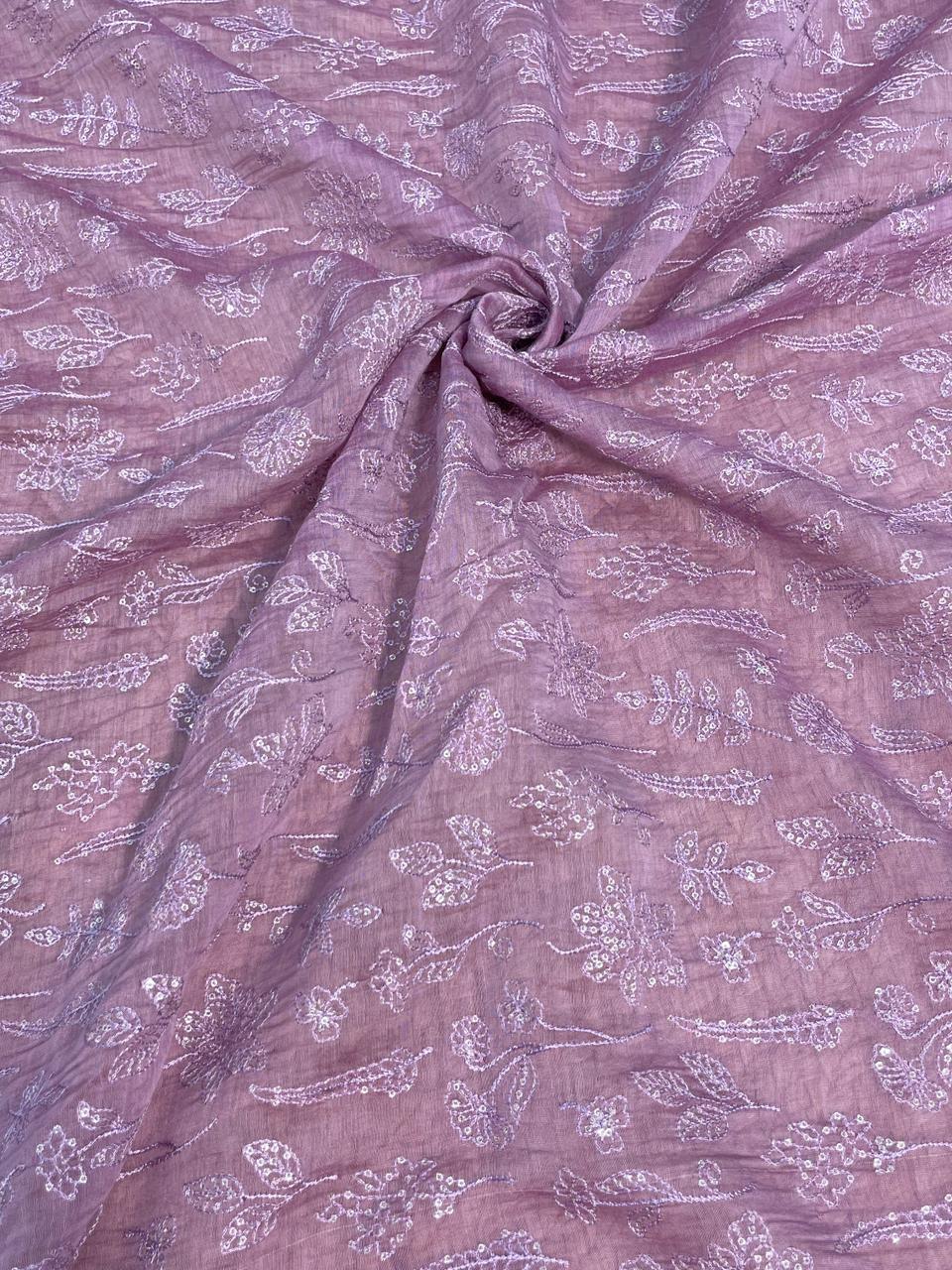 Pure Chanderi Embroidery (Color Available) 44"Inch