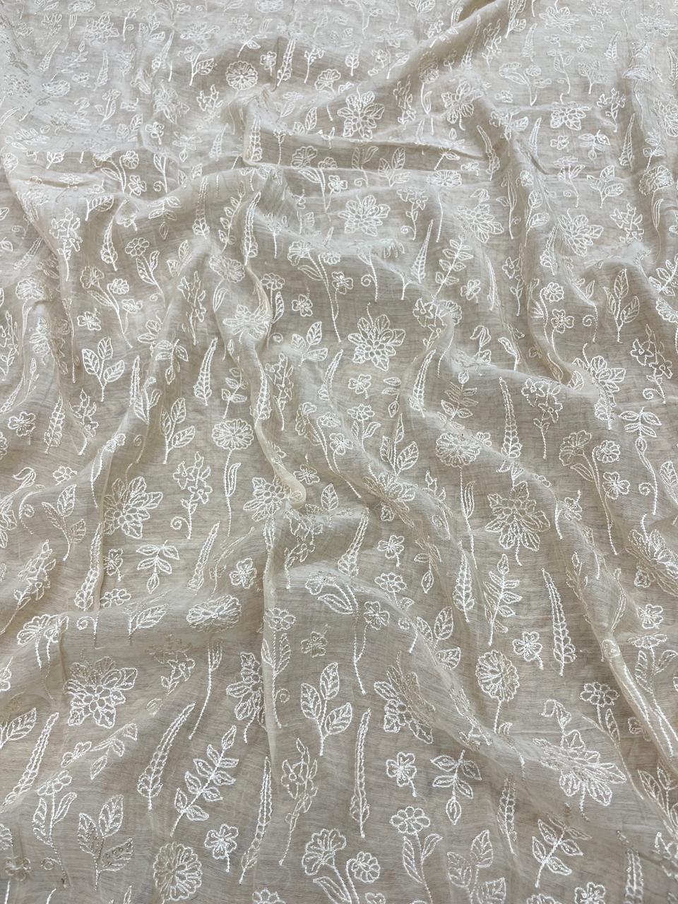 Pure Chanderi Embroidery (Color Available) 44"Inch