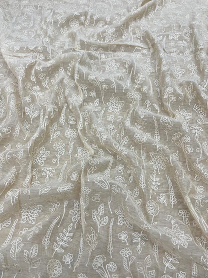 Pure Chanderi Embroidery (Color Available) 44"Inch