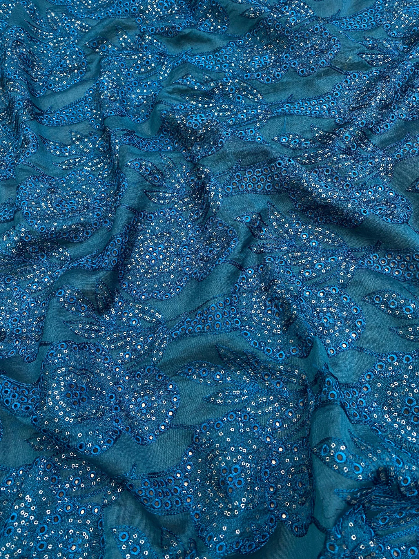 Pure Chanderi Embroidery (Color Available) 44"Inch