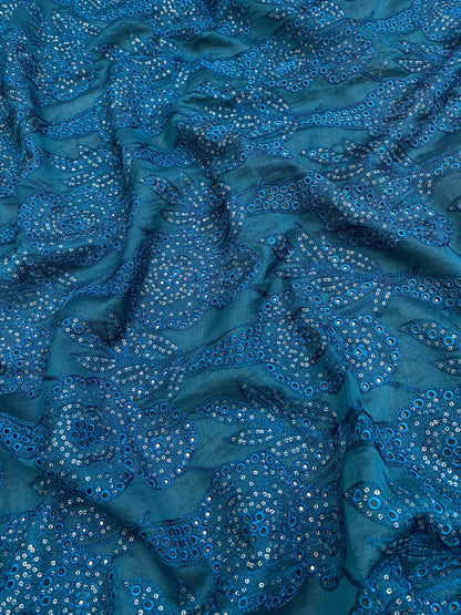 Pure Chanderi Embroidery (Color Available) 44"Inch