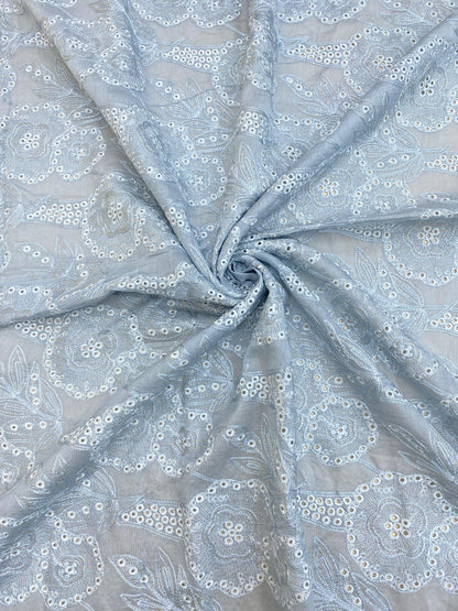 Pure Chanderi Embroidery (Color Available) 44"Inch