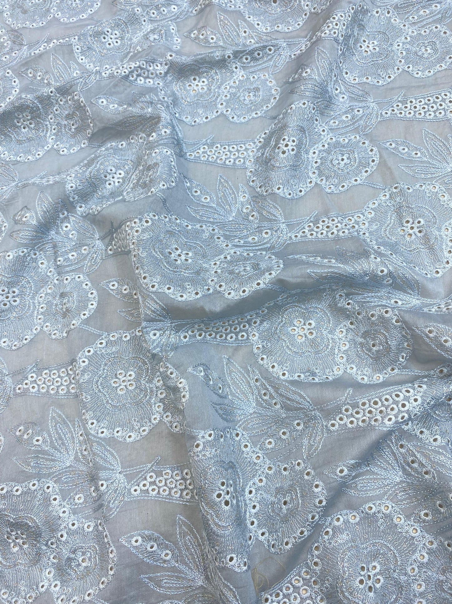 Pure Chanderi Embroidery (Color Available) 44"Inch