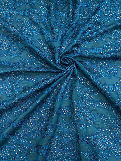 Pure Chanderi Embroidery (Color Available) 44"Inch