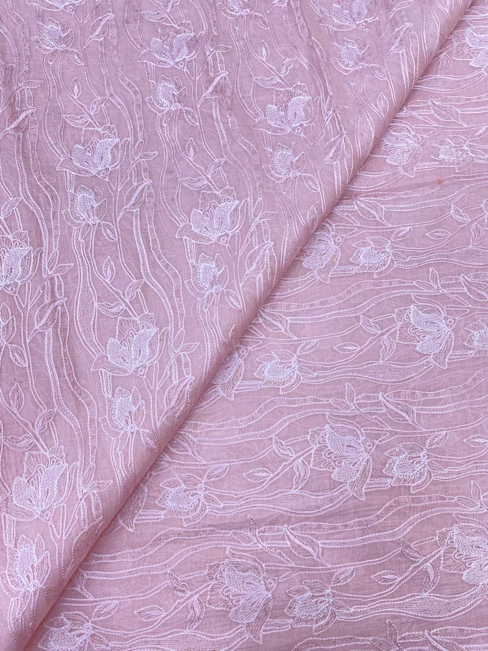 Pure Chanderi Embroidery (Color Available) 44"Inch