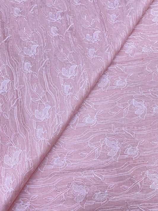 Pure Chanderi Embroidery (Color Available) 44"Inch