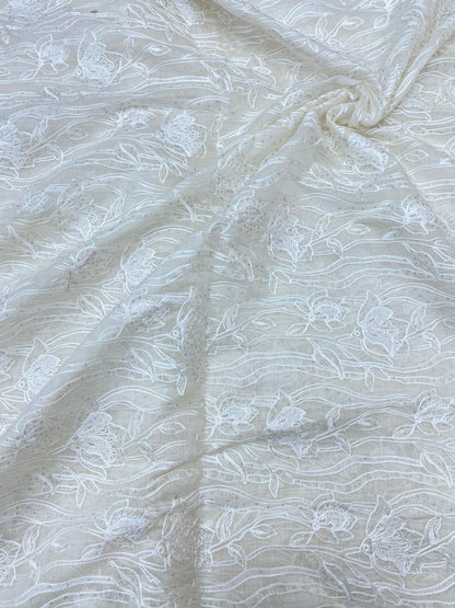Pure Chanderi Embroidery (Color Available) 44"Inch