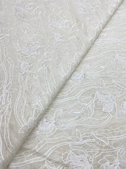 Pure Chanderi Embroidery (Color Available) 44"Inch