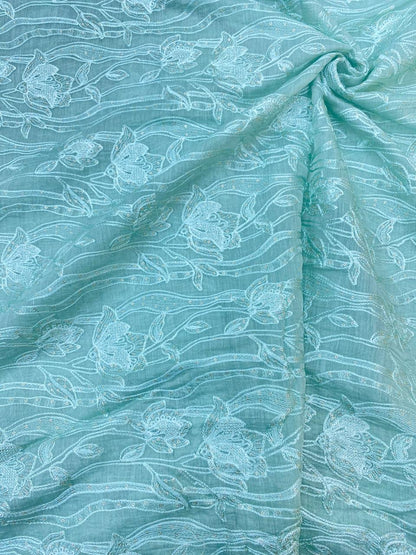 Pure Chanderi Embroidery (Color Available) 44"Inch