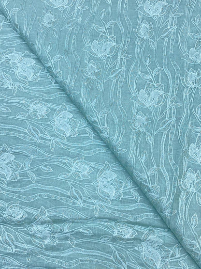 Pure Chanderi Embroidery (Color Available) 44"Inch