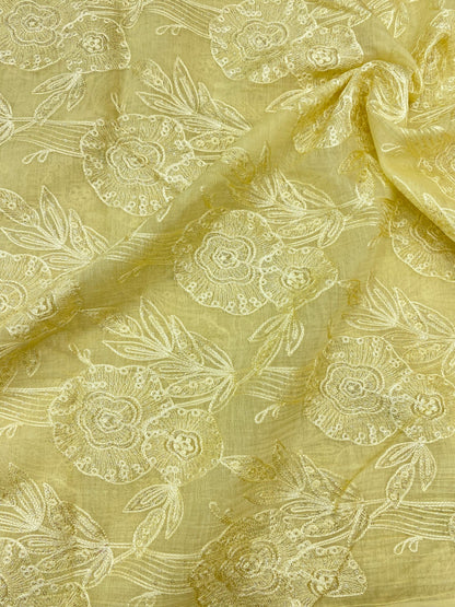 Pure Chanderi Embroidery (Color Available) 44"Inch