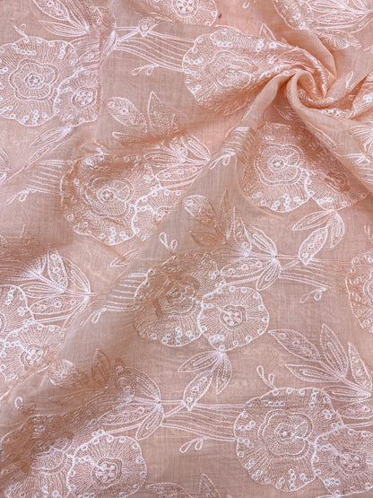 Pure Chanderi Embroidery (Color Available) 44"Inch