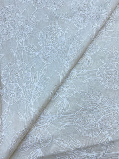 Pure Chanderi Embroidery (Color Available) 44"Inch