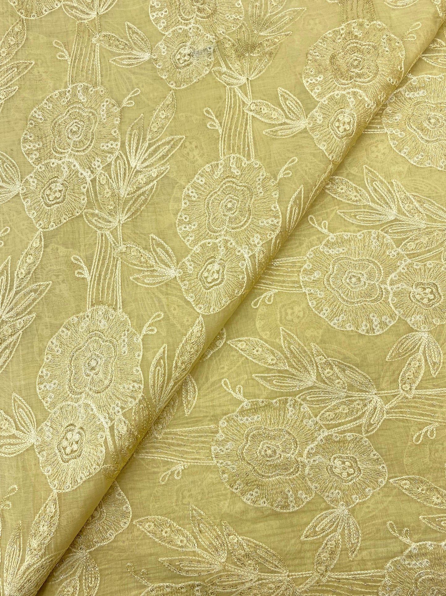 Pure Chanderi Embroidery (Color Available) 44"Inch