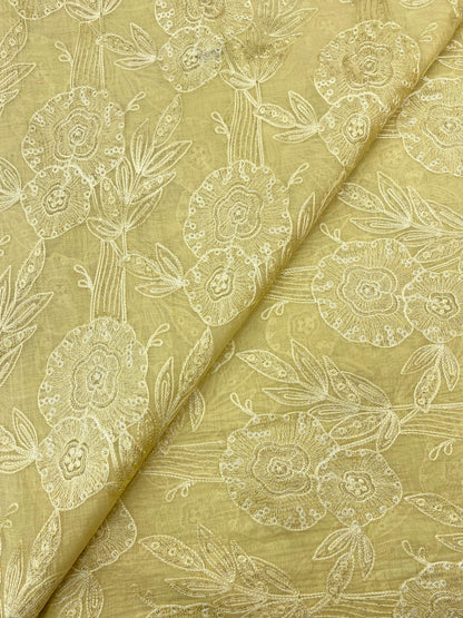 Pure Chanderi Embroidery (Color Available) 44"Inch