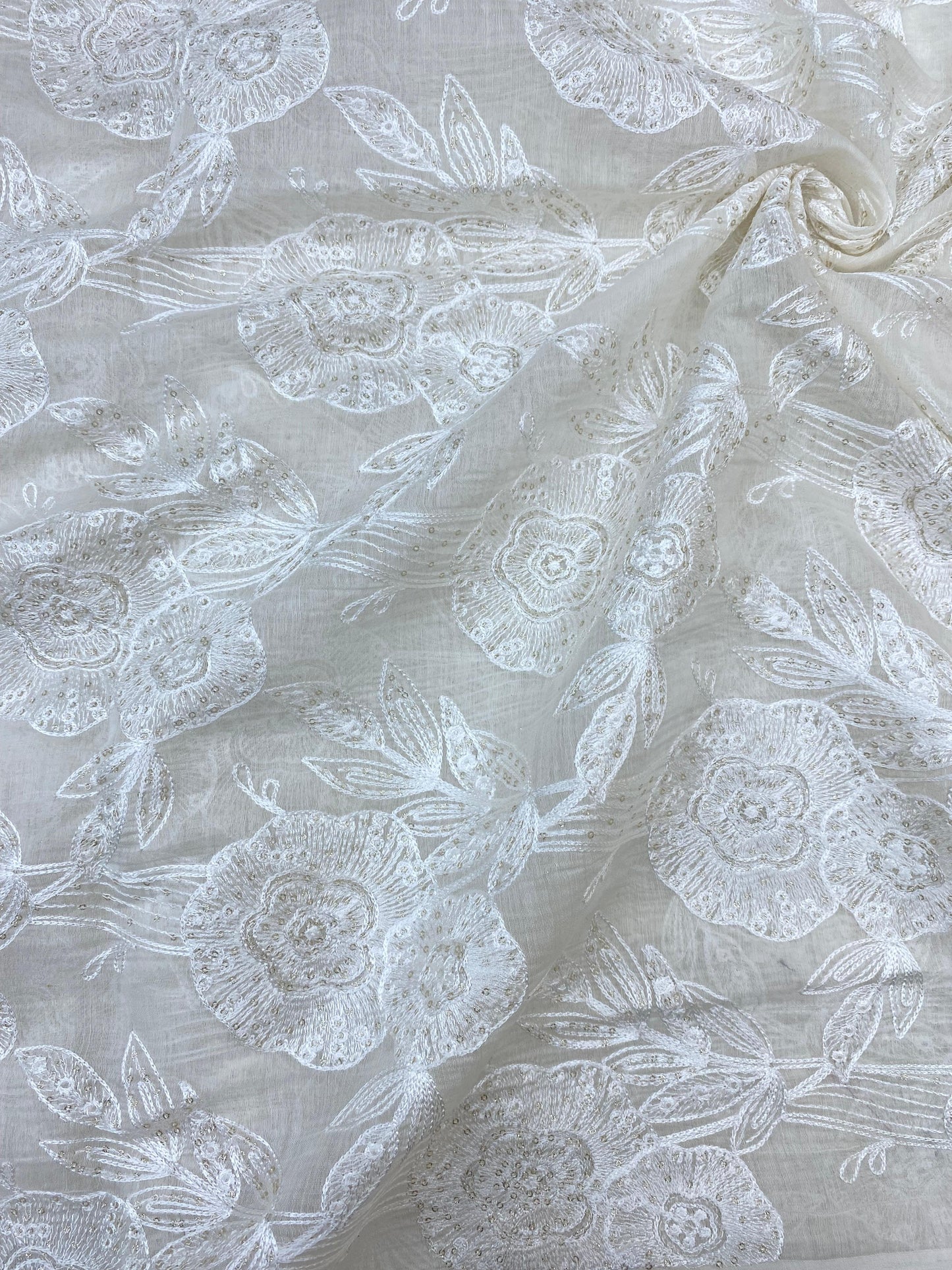 Pure Chanderi Embroidery (Color Available) 44"Inch