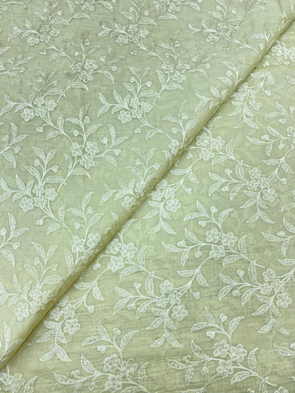 Pure Chanderi Embroidery (Color Available) 44"Inch