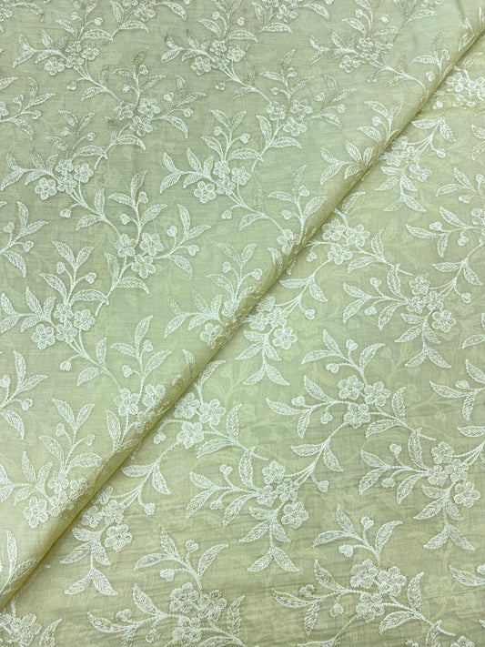 Pure Chanderi Embroidery (Color Available) 44"Inch