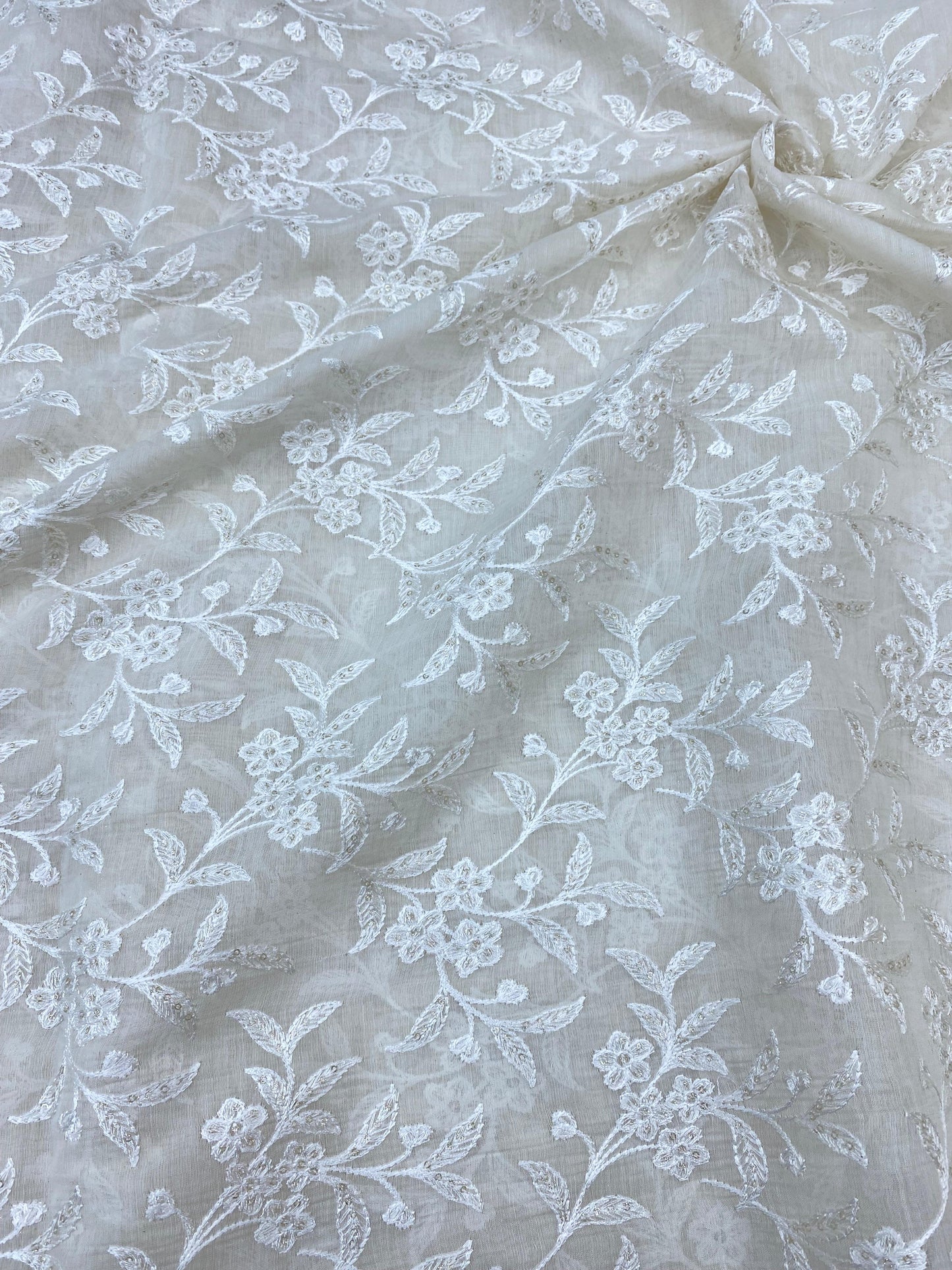 Pure Chanderi Embroidery (Color Available) 44"Inch