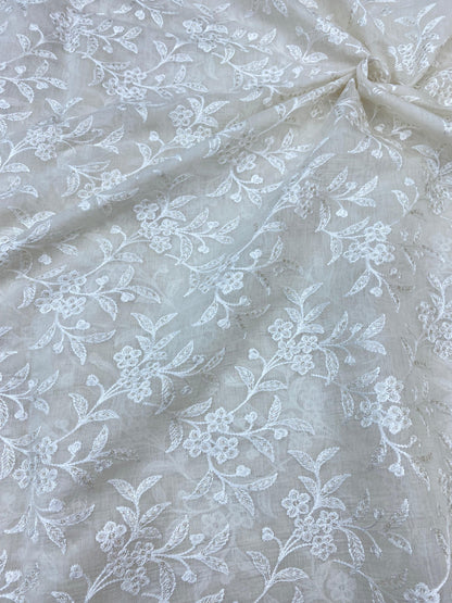 Pure Chanderi Embroidery (Color Available) 44"Inch