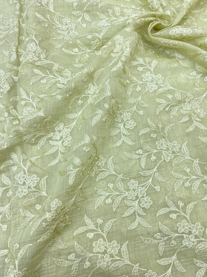 Pure Chanderi Embroidery (Color Available) 44"Inch