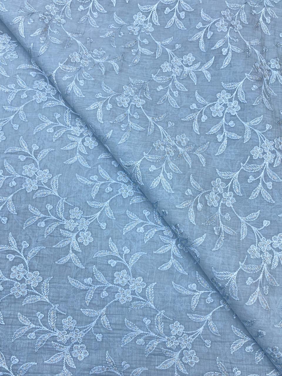 Pure Chanderi Embroidery (Color Available) 44"Inch