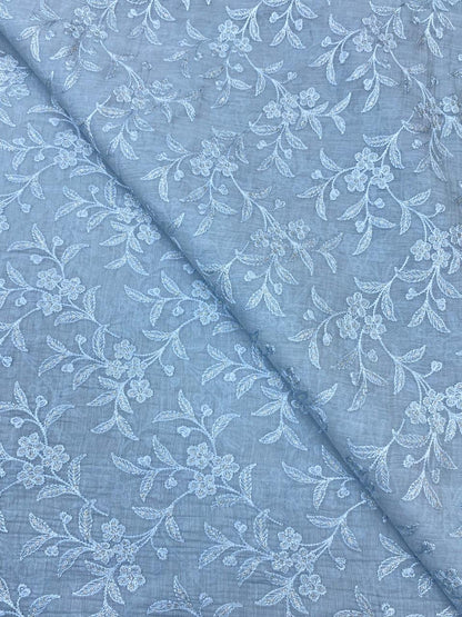 Pure Chanderi Embroidery (Color Available) 44"Inch