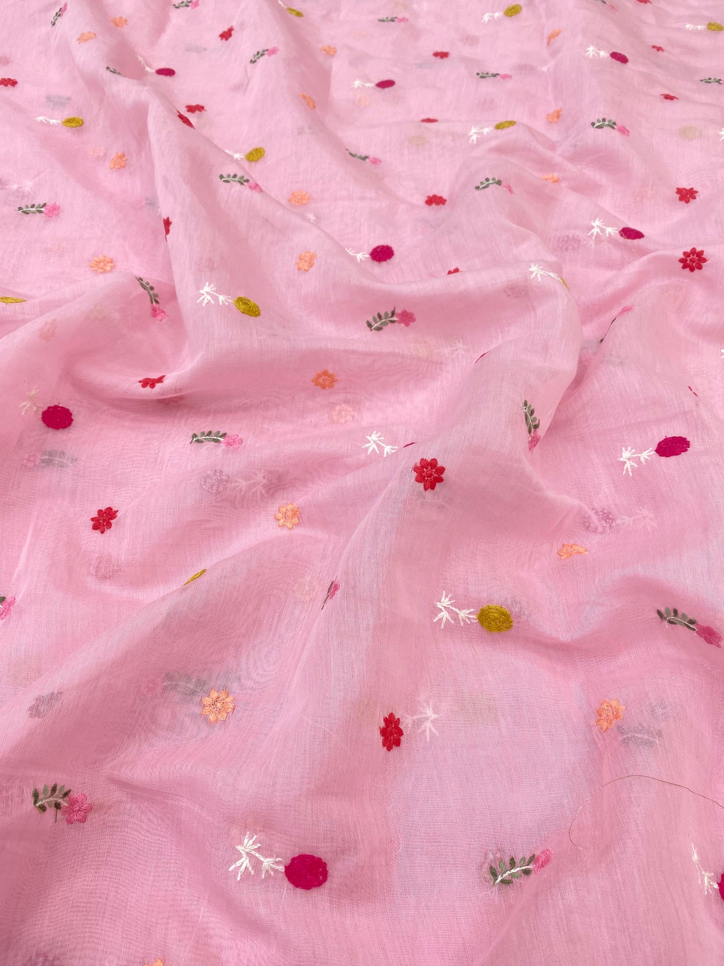 Pure Chanderi Embroidery (Color Available) 44"Inch