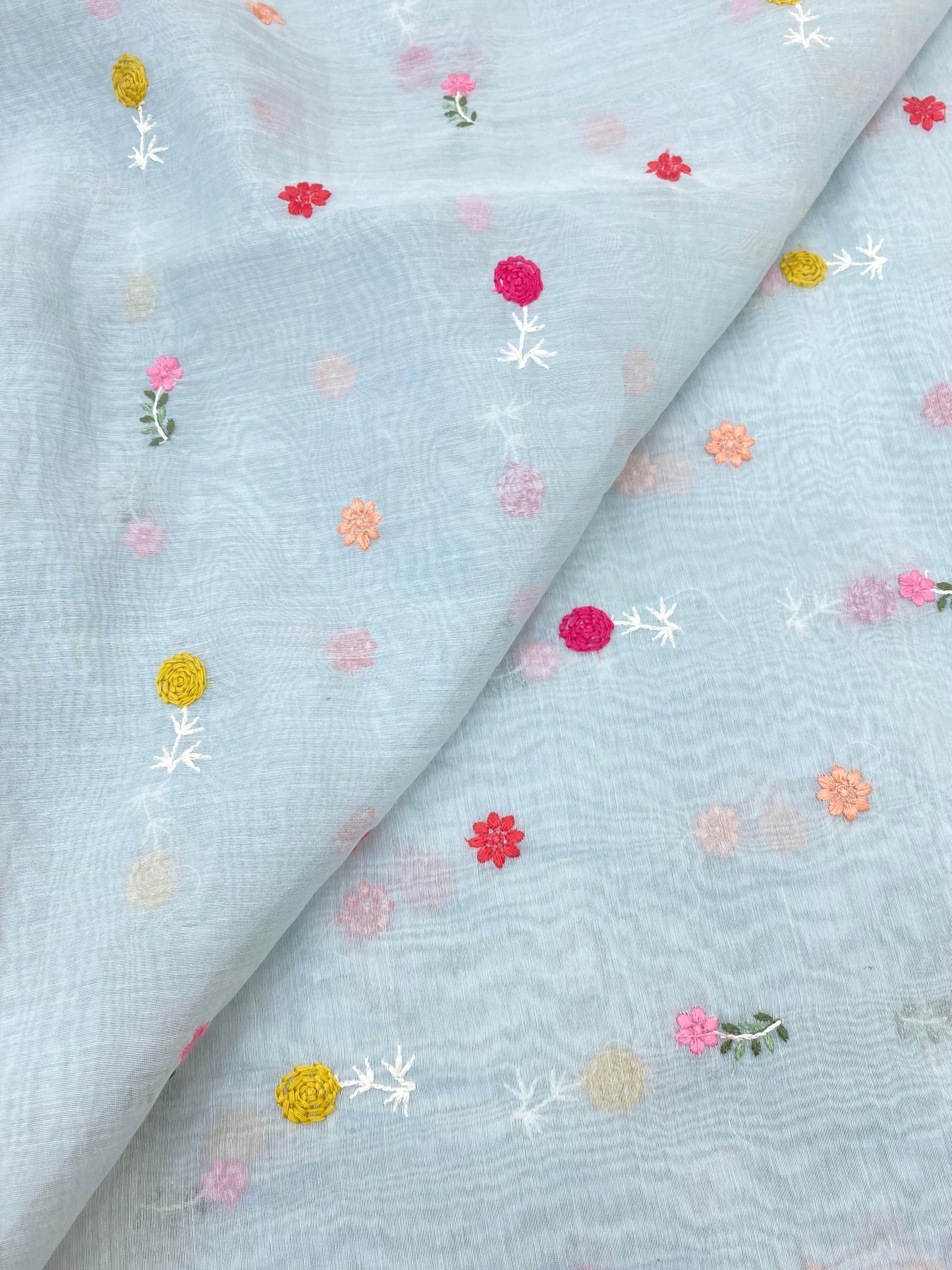 Pure Chanderi Embroidery (Color Available) 44"Inch