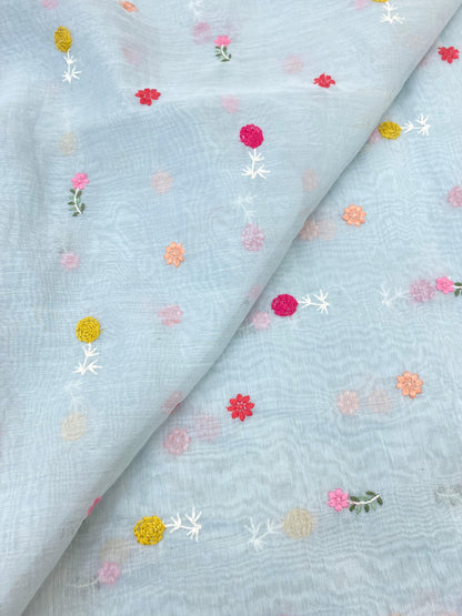 Pure Chanderi Embroidery (Color Available) 44"Inch