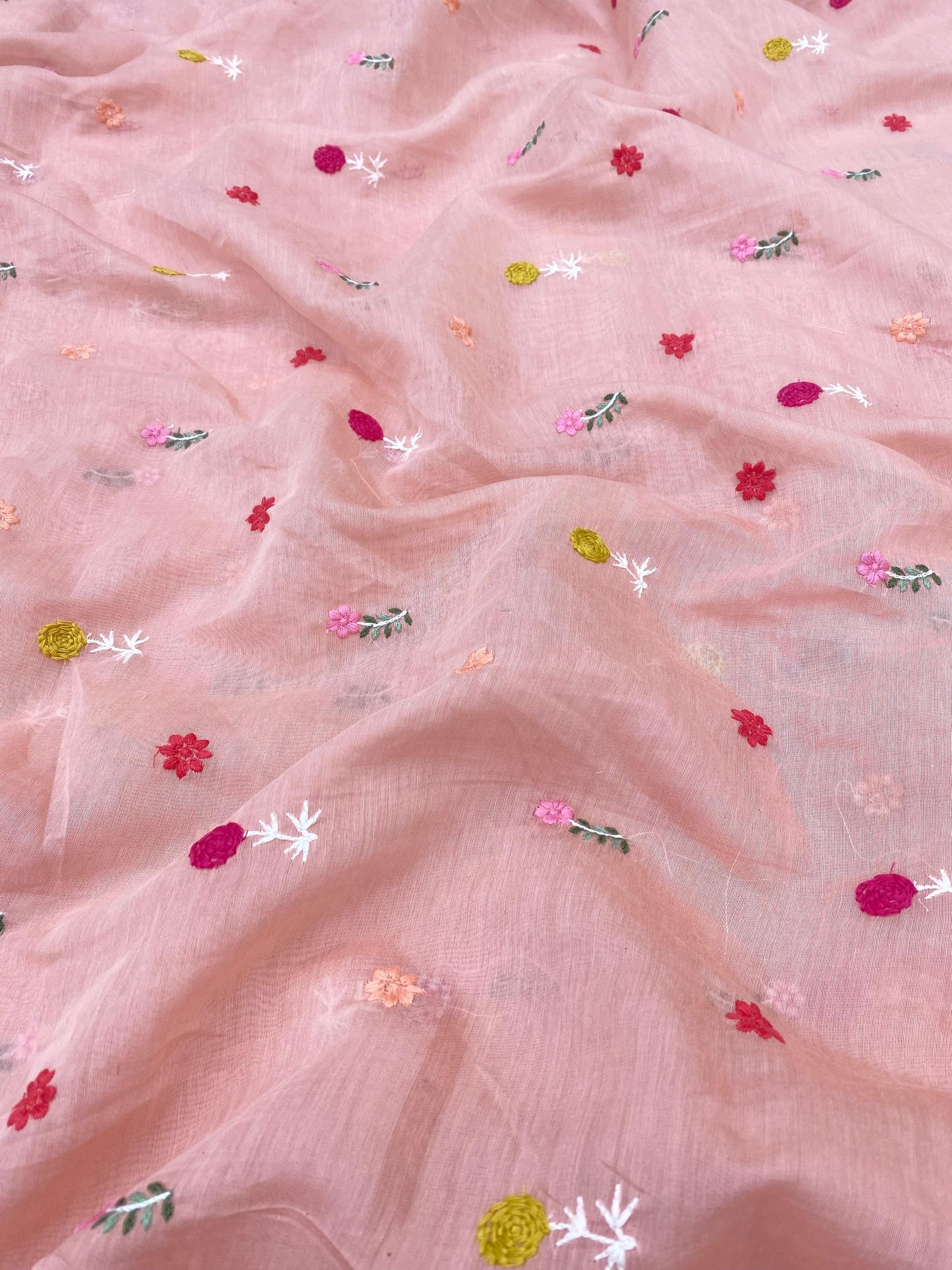 Pure Chanderi Embroidery (Color Available) 44"Inch