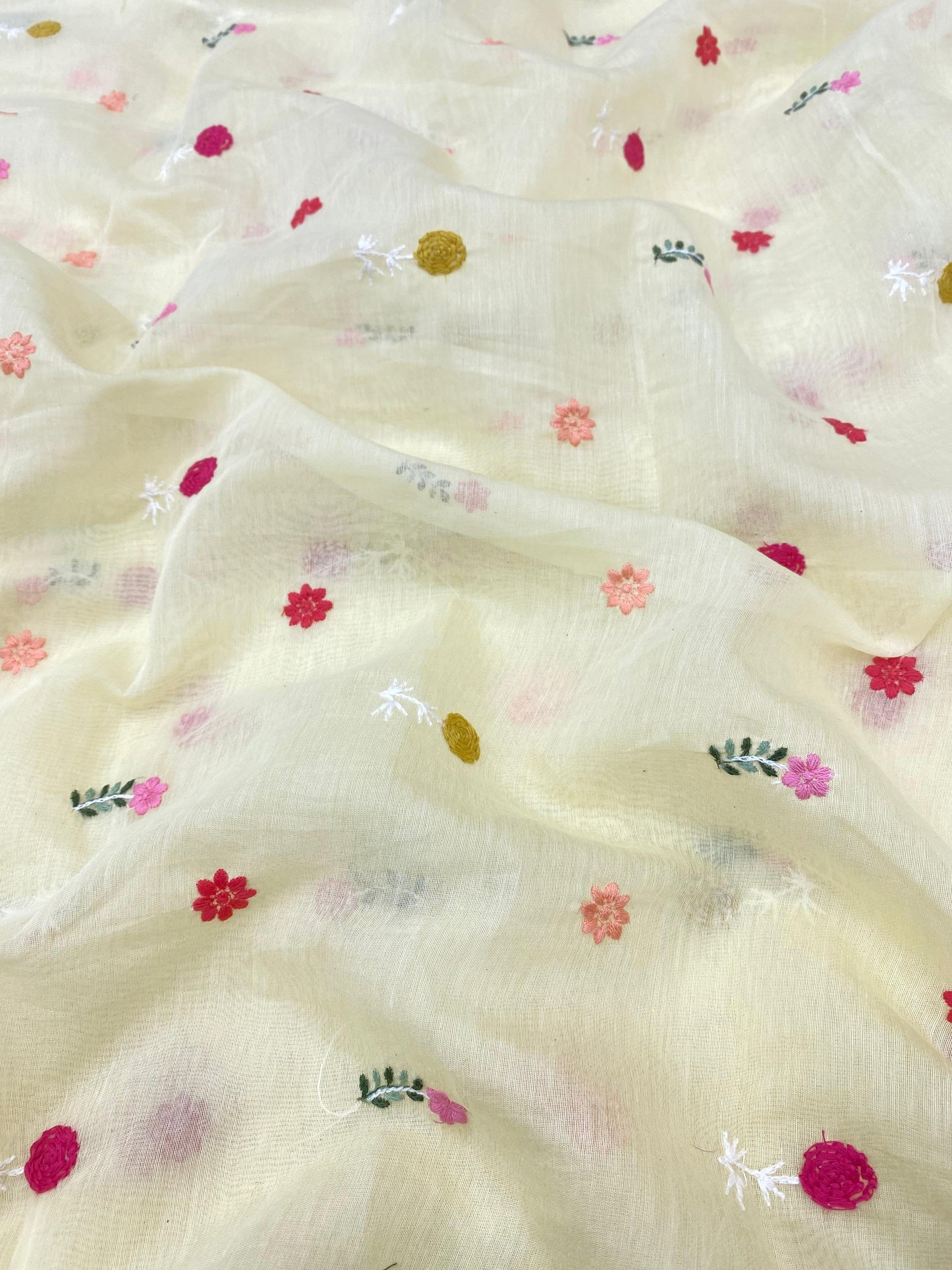 Pure Chanderi Embroidery (Color Available) 44"Inch