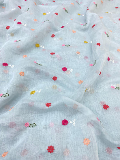 Pure Chanderi Embroidery (Color Available) 44"Inch