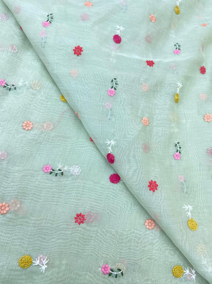 Pure Chanderi Embroidery (Color Available) 44"Inch